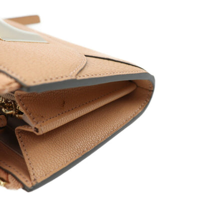 Chlo Chloe Twisted Bow Long Wallet 3P0762 Leather Beige Gold Hardware L-Shaped Zipper
