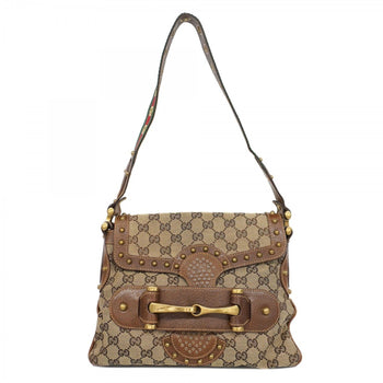 Gucci Gg Canvas Sherry Line Shoulder Bag 144010 Brown