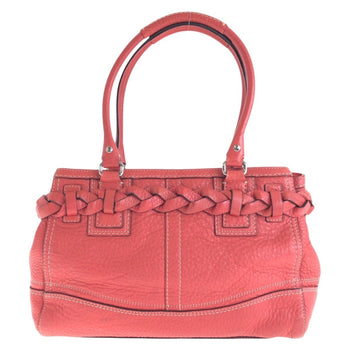 Coach Pink Silver Hardware Leather Tote Bag Shoulder