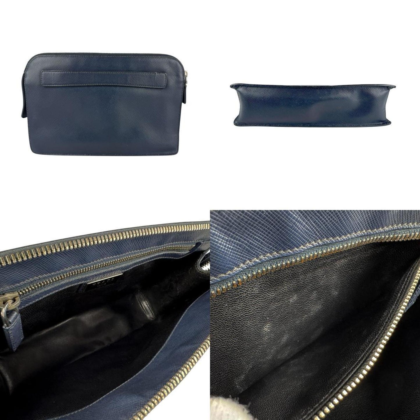 Prada Prada Clutch Bag/Second Bag Leather Navy