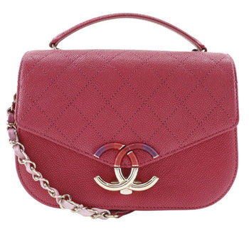 Chanel Coco Mark Handbag Shoulder A93659 Caviar Skin 2018 Pink 2Way Flap Top Handle