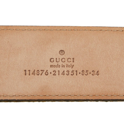 Gucci Interlocking G Belt 85.34 114876 Khaki Pink Leather Canvas