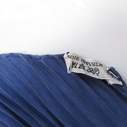 Hermes Le Mors A La Conetable Pleated Silk Scarf/Muffler In Navy