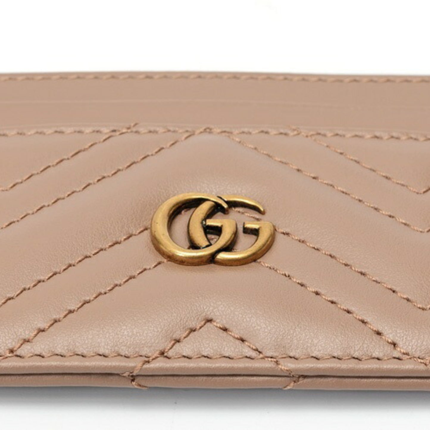 Gucci Double G Card Case Holder 443127 Leather Pink Beige S-159260