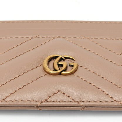 Gucci Double G Card Case Holder 443127 Leather Pink Beige S-159260