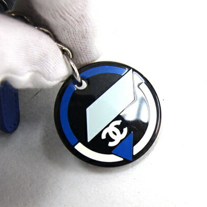 Chanel Pouch Blue Black Off-White Nylon