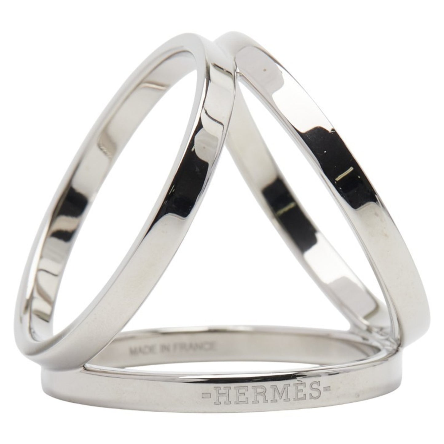 Hermes Trio Scarf Muffler Ring Silver Metal