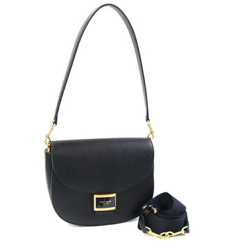 Kate Spade Katie Convertible Saddle Bag Kh057 Black Leather Shoulder One-Handle Crossbody