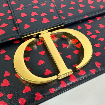 Christian Christian Dior Heart Logo Crossbody Shoulder Bag Black Red