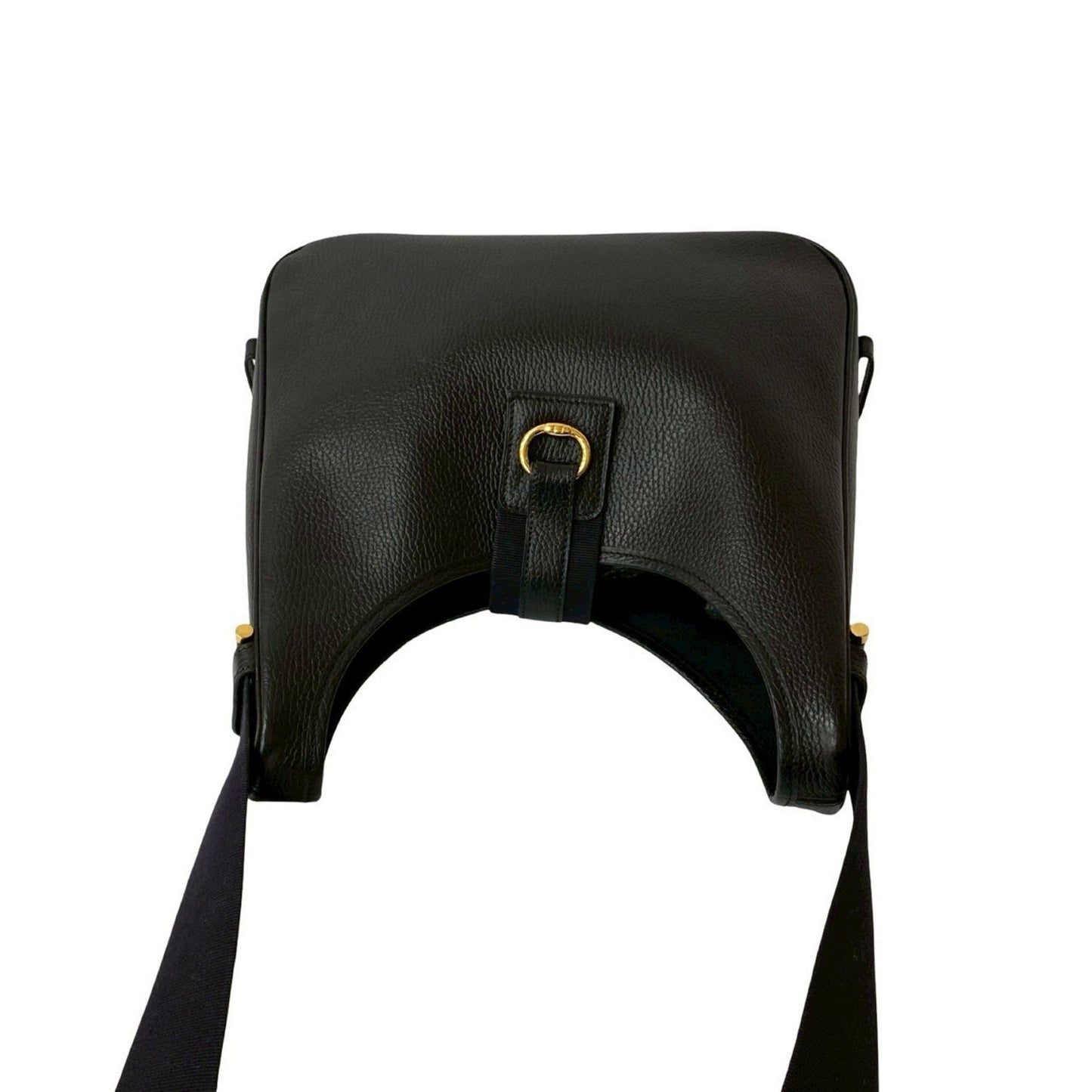 Hermes Saco Leather Canvas Shoulder Bag
