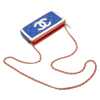 Chanel Coco Mark Tricolor Shoulder Bag Navy White Caviar Skin