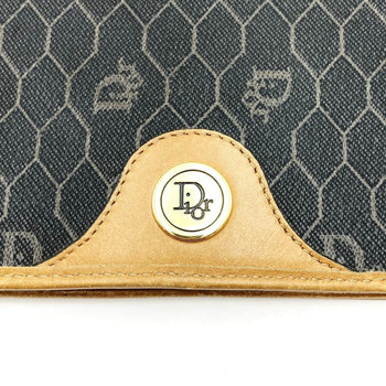 Christian Dior Dior Christian Honeycomb Shoulder Bag Black Brown Leather