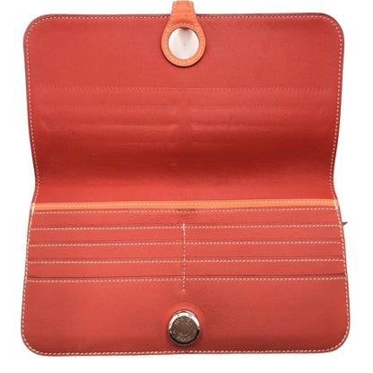 Hermes Hermes Dogon Long Red Sanguine Crevette Leather Wallet O Stamp