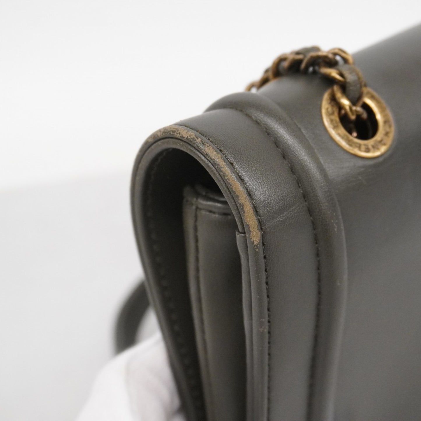 Chanel Shoulder Bag W Chain Leather Black Gold