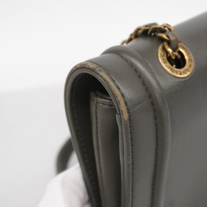 Chanel Shoulder Bag W Chain Leather Black Gold