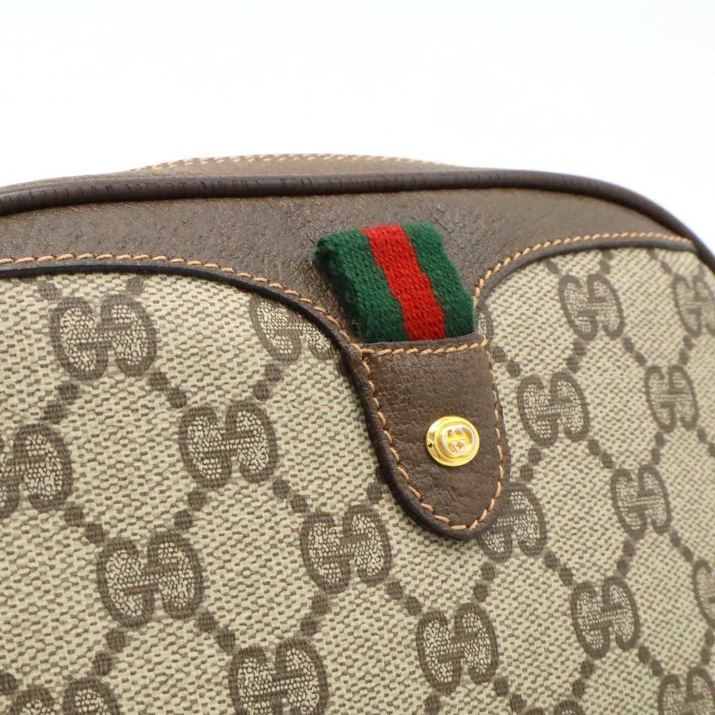 Gucci Old Gucci Sherry Line Pochette Shoulder Bag Pvc Leather Beige Brown 89.02.066