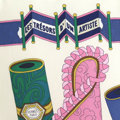Like New Herms Carr 90 "Les Tresors D'Un Artiste" Silk Multicolor Scarf Muffler 0717Hermes