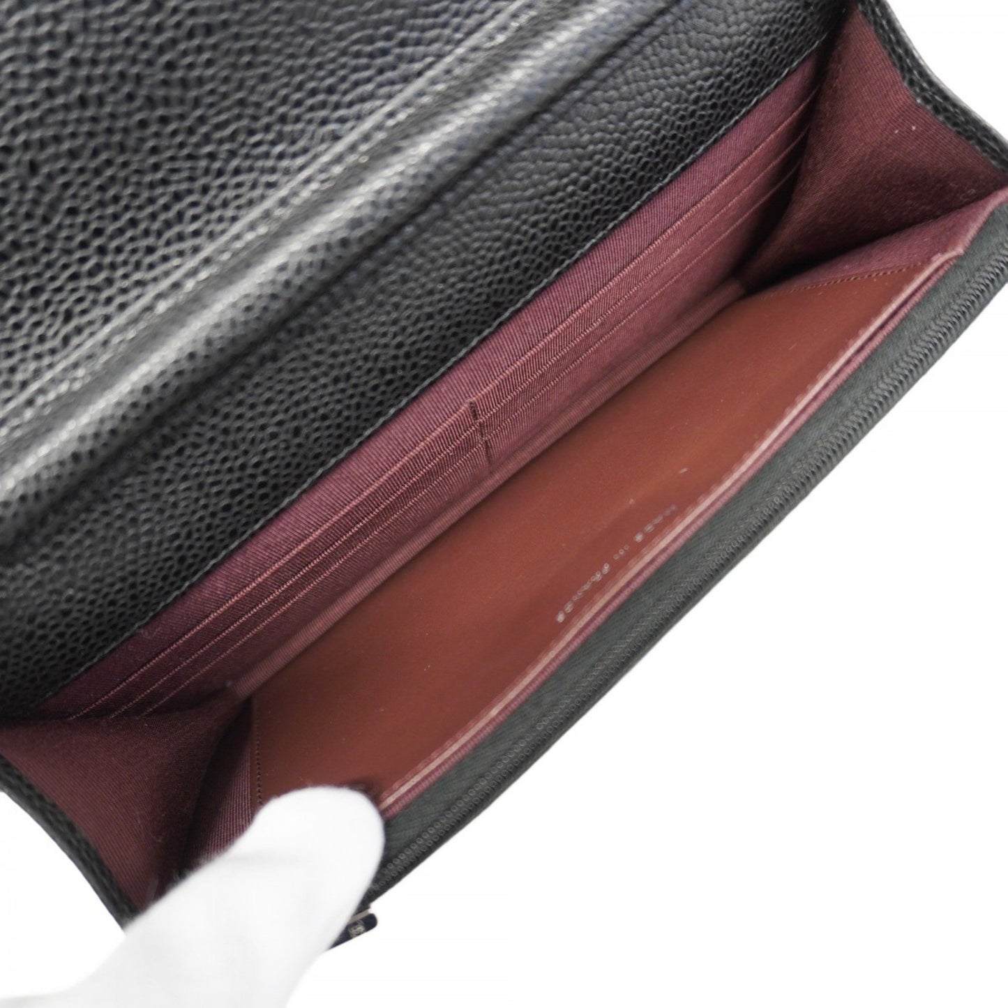 Chanel Matelasse Shoulder Wallet With Chain Bag In Caviar Skin