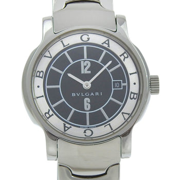 Bvlgari Solo Tempo Watch St29S Stainless Steel Quartz Analog Display Black Dial