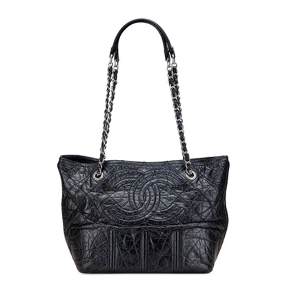 Chanel Coco Mark Tote Bag Black Leather