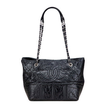 Chanel Coco Mark Tote Bag Black Leather