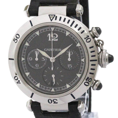 Cartier Pasha N950 Chronograph Platinum Steel Watch W3105155 Polished