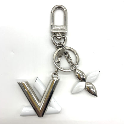 Louis Vuitton Keyring Monogram Flower Twist Keychain White X Silver Louis Vuitton