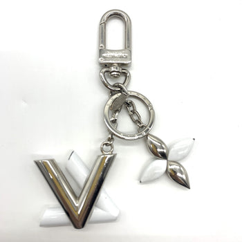 Louis Vuitton Keyring Monogram Flower Twist Keychain White X Silver Louis Vuitton