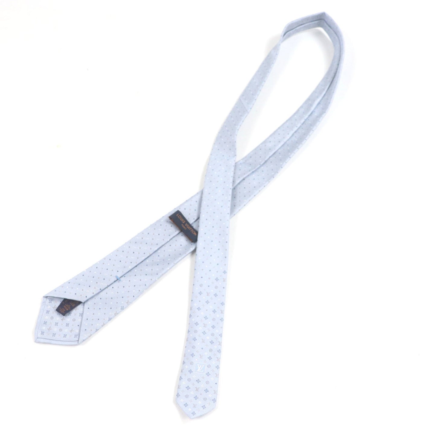 Louis Vuitton 2023 Louis Vuitton M76845 Monogram Gradient Dots 8Cm 100% Silk Tie Light Blue With Box