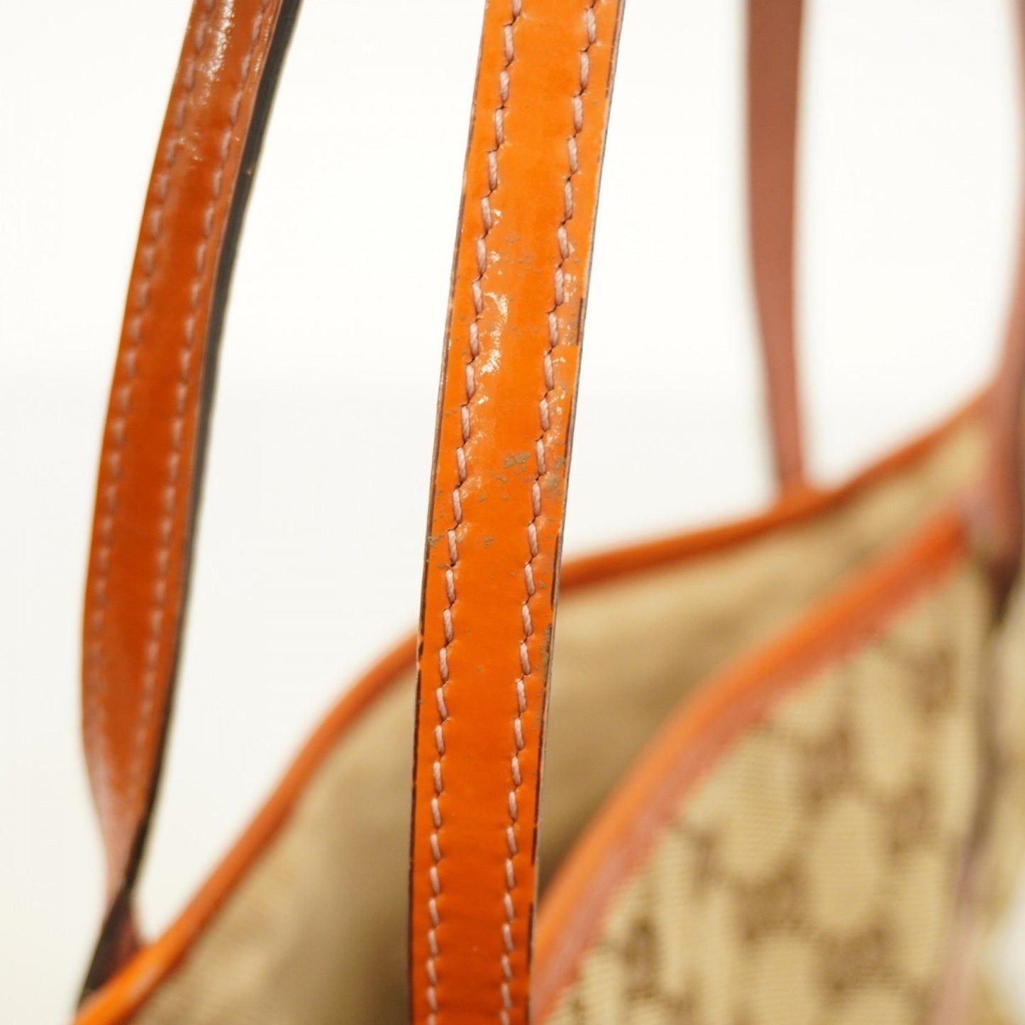 Gucci Tote Bag Gg Canvas 211971 Enamel Brown Champagne