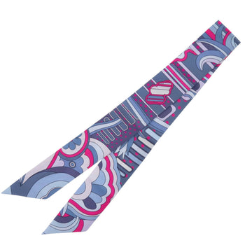 Hermes Herms Twilly Faubourg Rainbow Silk Scarf In Blue Jean