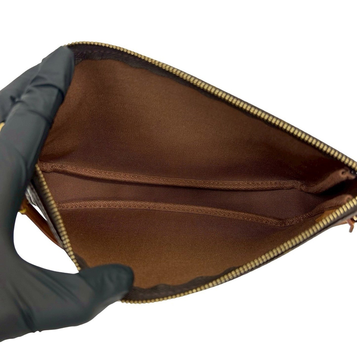 Louis Vuitton Pochette Accessoires Monogram Leather Mini Handbag Pouch Brown 53615