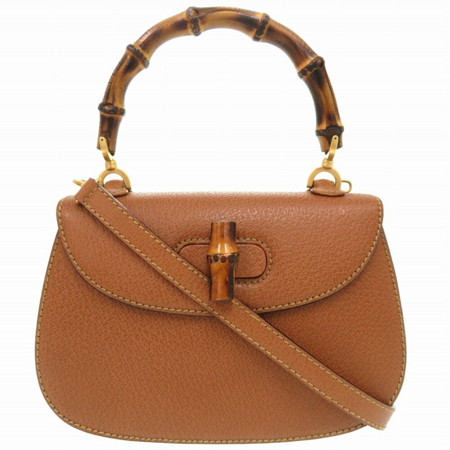 Gucci Bamboo Leather Brown 000 2046 0188 Handbag 0271 Gucci