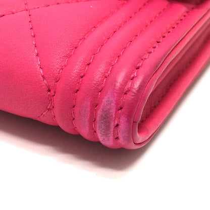 Chanel A80286 Matelasse Zip Around Long Wallet Pink Goldhardware
