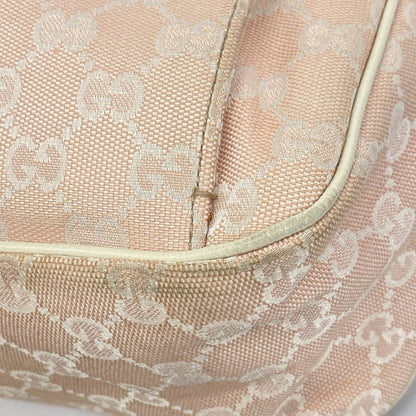 Gucci Gg Canvas Abbey Shoulder Bag 153025 Pink White Silver Champagne