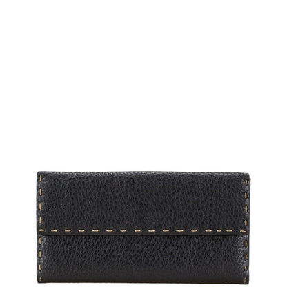 Fendi Selleria Stitch Long Wallet Navy Leather