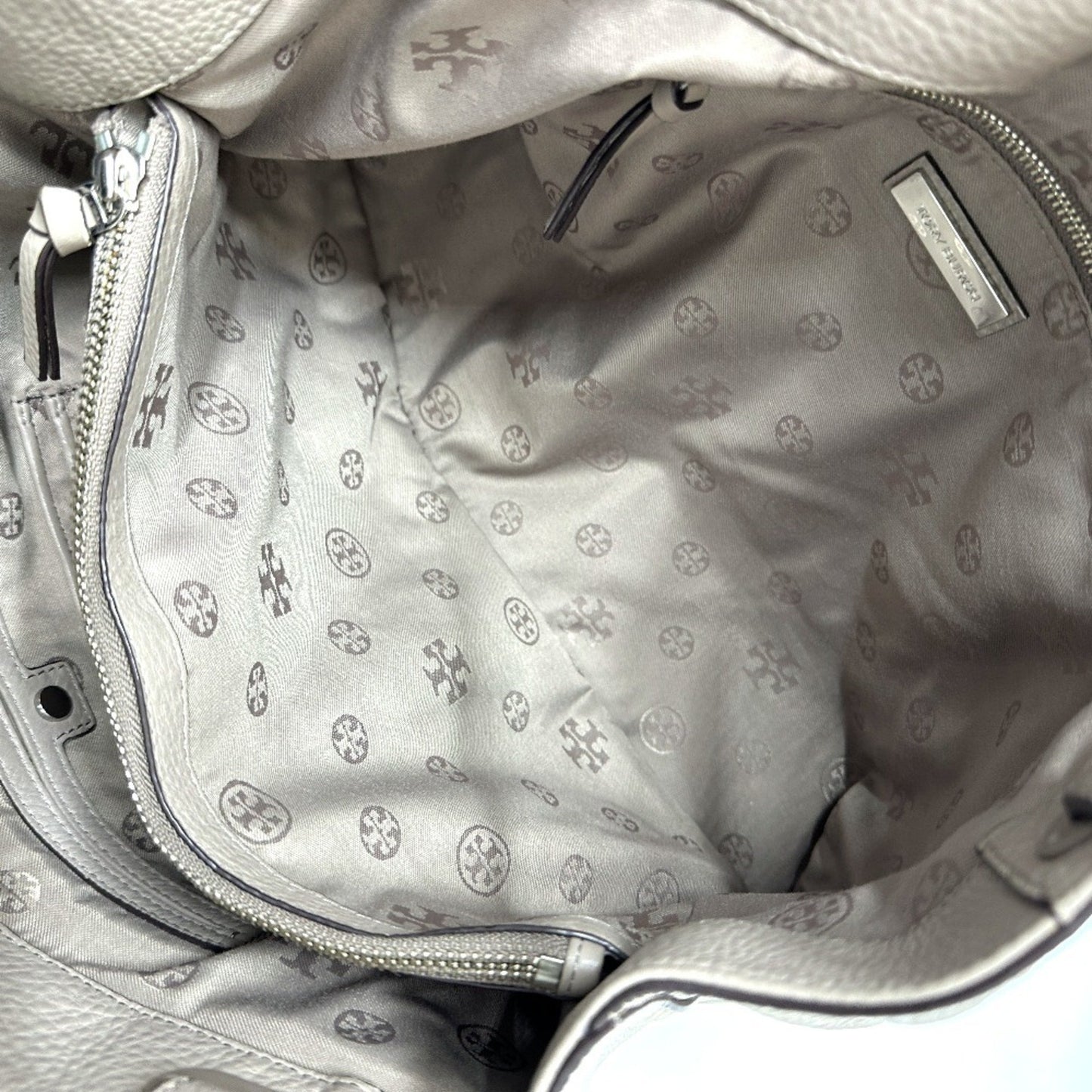 Tory Burch Logo Tote Bag Handbag Shoulder Leather