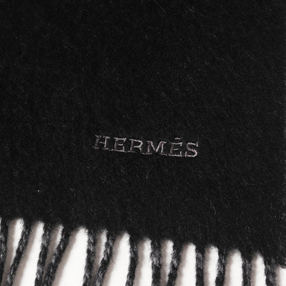 Hermes Men'S Black Embroidered Cashmere Scarf/Stole