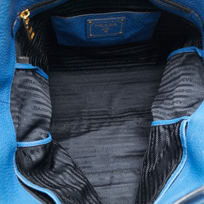 Prada 2-Way Handbag/Shoulder Bag In Blue Leather