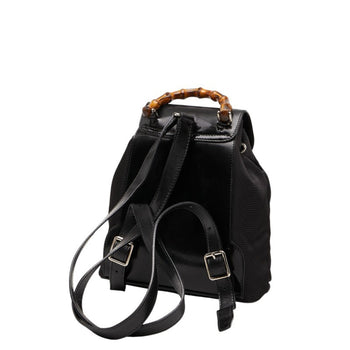 Gucci Bamboo Mini Backpack 003.1998.0030 Black Nylon Leather