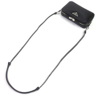 Prada 2Vh173 Brick Brushed Leather Triangle Logo Shoulder Bag