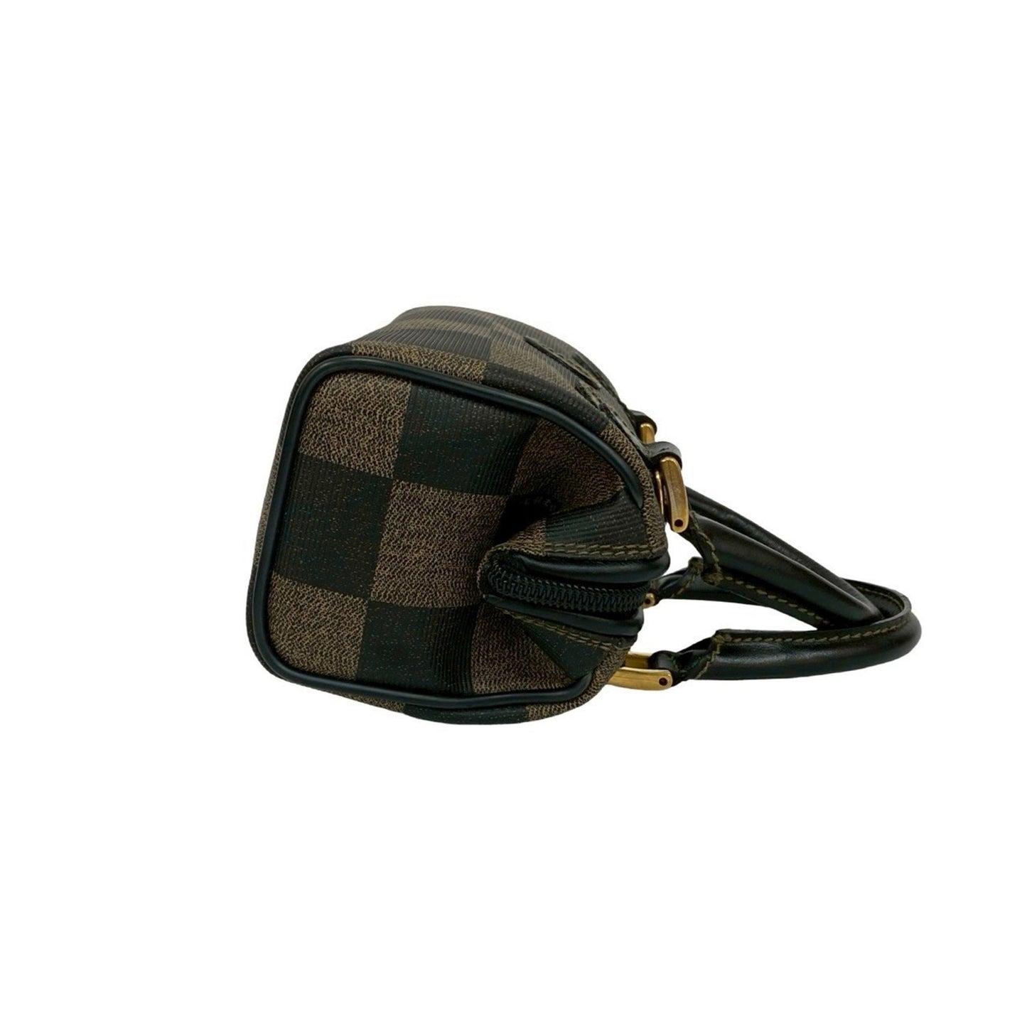 Fendi Ff Logo Pecan Check Leather 2-Way Mini Handbag/Shoulder Bag