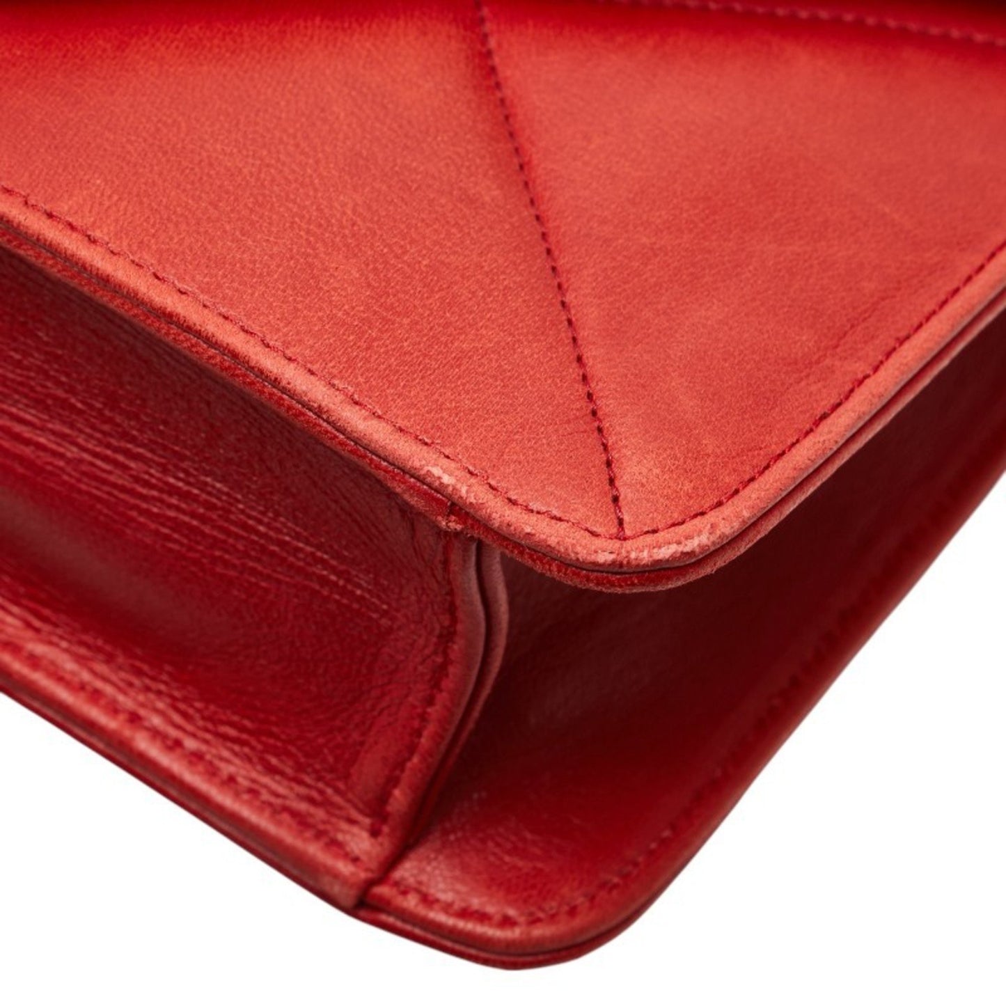 Chanel Matelasse Coco Mark Chain Shoulder Bag In Red Lambskin