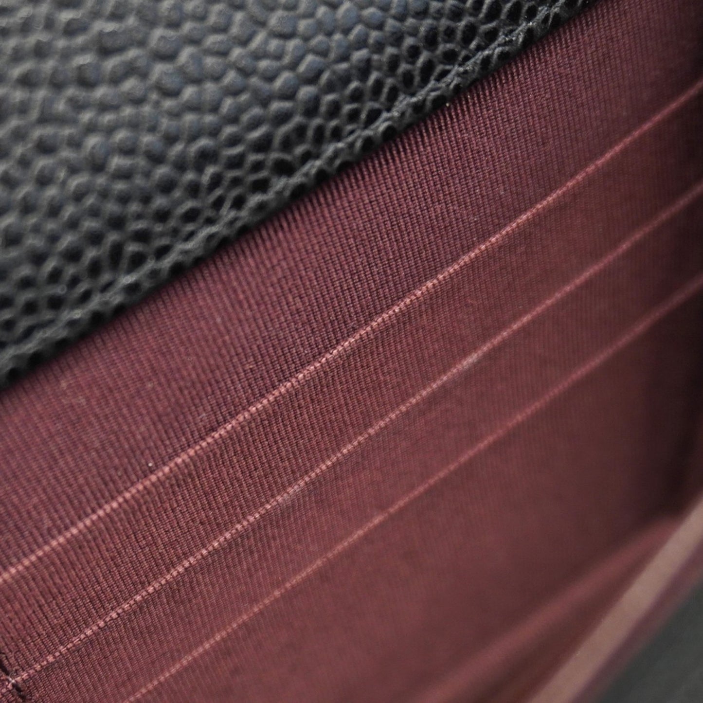 Chanel Matelasse Shoulder Wallet With Chain Bag In Caviar Skin