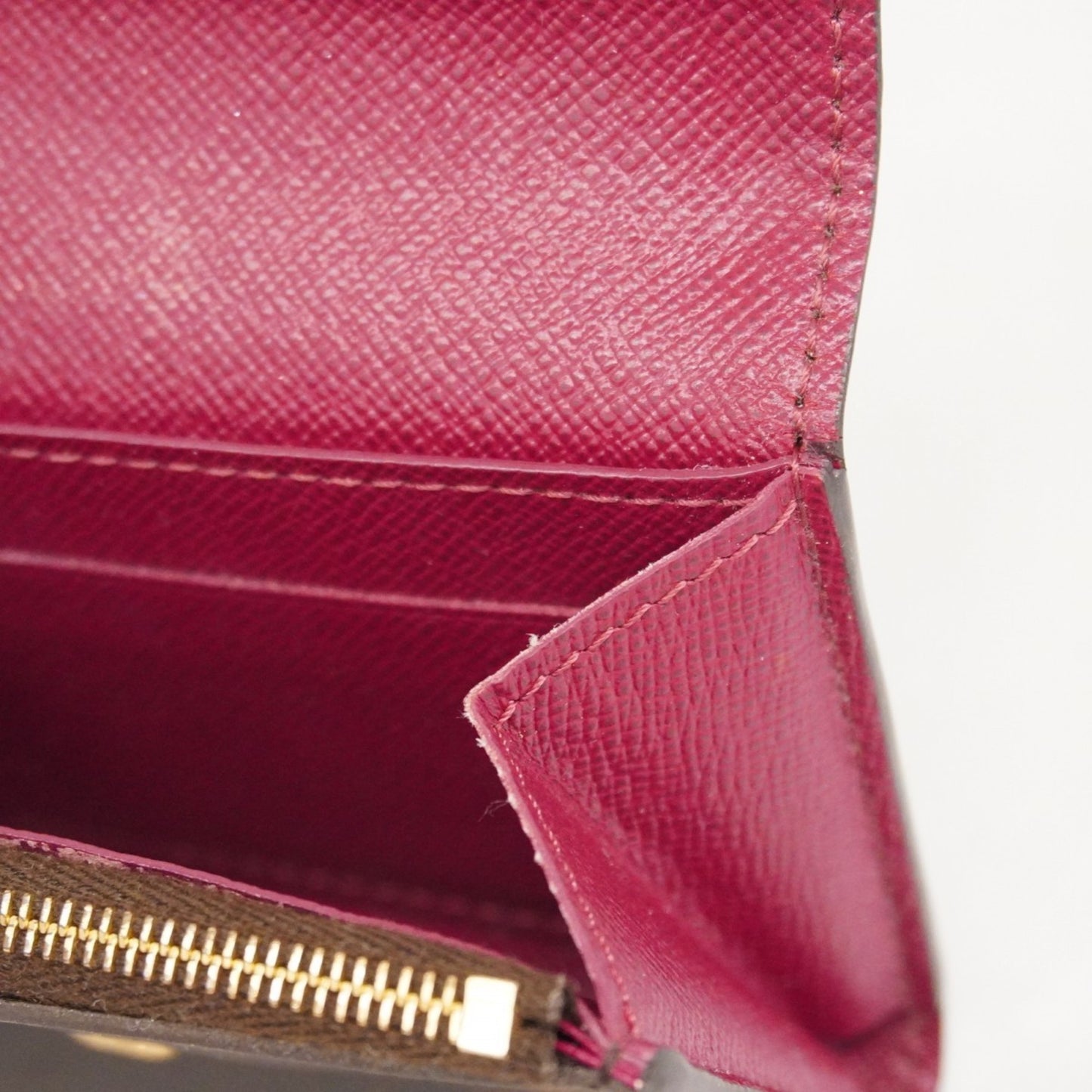 Louis Vuitton Monogram Porte Monnaie Wallet/Coin Case M41939 Brown Fuchsia