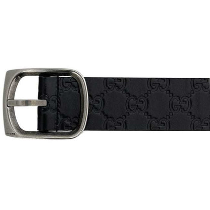 Gucci Belt Ec-24402 Black Striped 211362 479610 90 36 Waist 90Cm Leather Gucci Gg Embossed