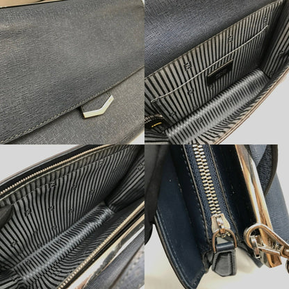 Fendi Demi Jour Shoulder Bag Handbag Leather Navy