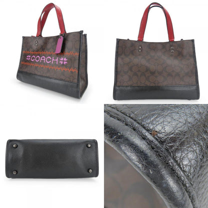 Coach Handbag Dempsey C1527 Carryall Leather Dark Brown Red Shoulder