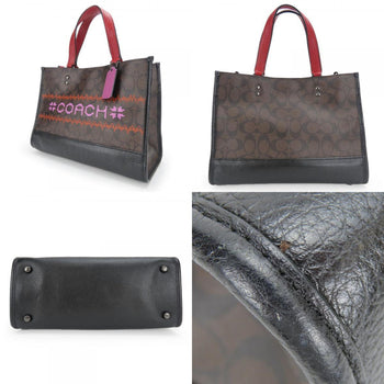 Coach Handbag Dempsey C1527 Carryall Leather Dark Brown Red Shoulder