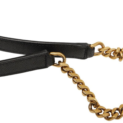 Saint Laurent Ysl Logo Vinyl Chain Shoulder Bag In Black Leather